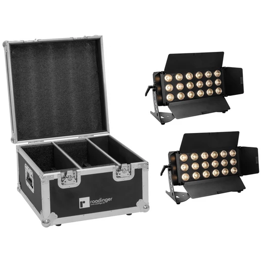 EUROLITE Set 2x LED CLS-18 QCL RGB/WW 18x7W + Flightcase