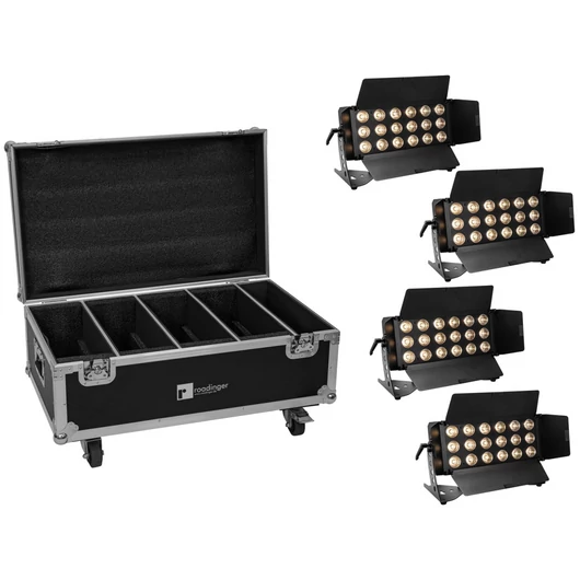 EUROLITE Set 4x LED CLS-18 QCL RGB/WW 18x7W + Flightcase with wheels