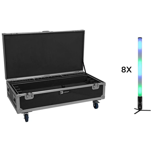 EUROLITE Set 8x AKKU IP Pixel Tube 360° PRO CRMX + Flightcase with wheels and charging function