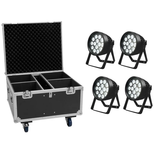 EUROLITE Set 4x LED IP PAR 14x8W QCL + Flightcase