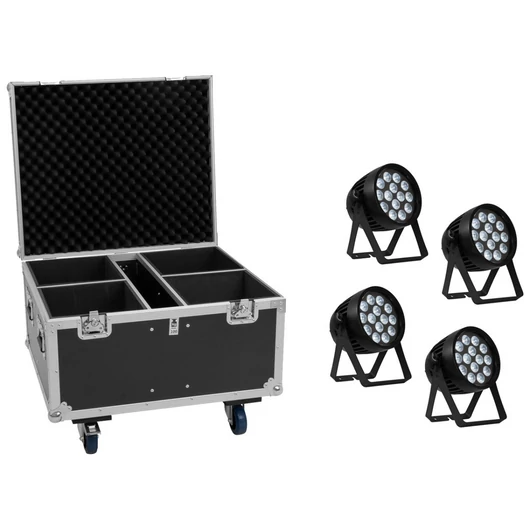 EUROLITE Set 4x AKKU IP PAR 14 HCL QuickDMX + Flightcase