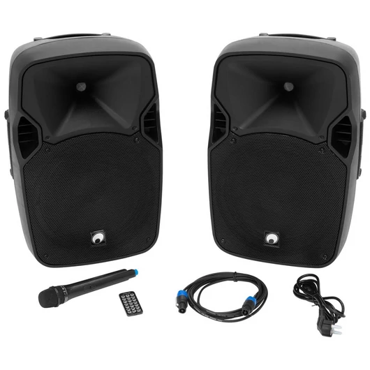 OMNITRONIC XFM-212AP Active 2-Way Speaker Set with Wireless Microphone
