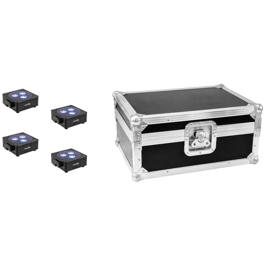 EUROLITE Set 4x AKKU Flat Light 3 bk + Case