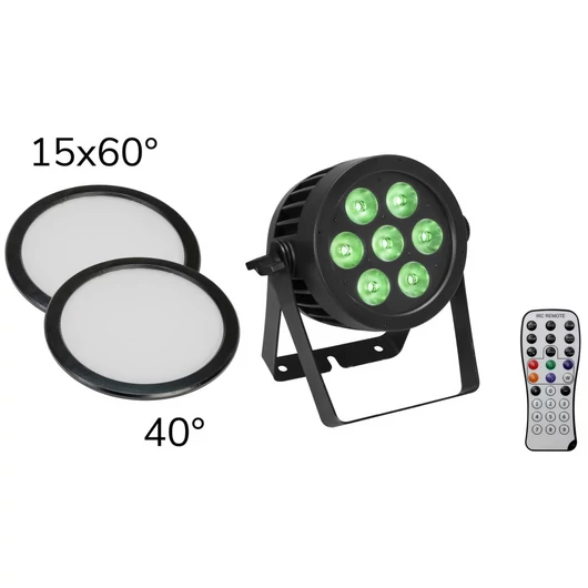 EUROLITE Set LED IP PAR 7x8W QCL Spot + 2x Diffuser cover (15x60° and 40°)