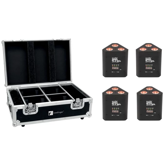 EUROLITE Set 4x AKKU TL-3 QCL RGB+UV Trusslight + Case with charging function