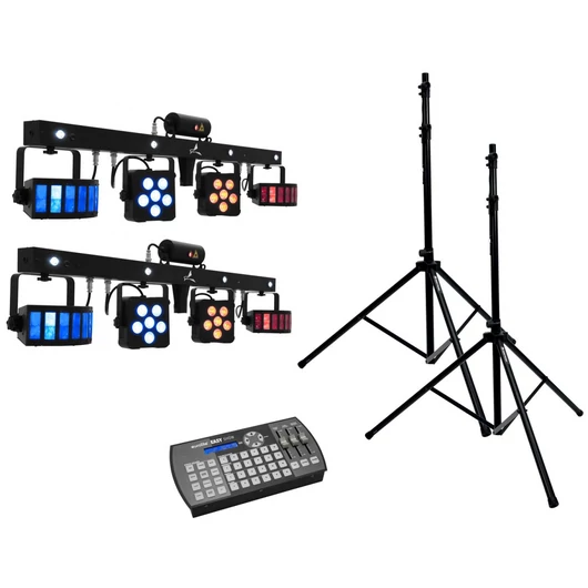 EUROLITE Set 2x LED KLS Laser Bar PRO + Easy Show + 2x M-4 Speaker System Stand