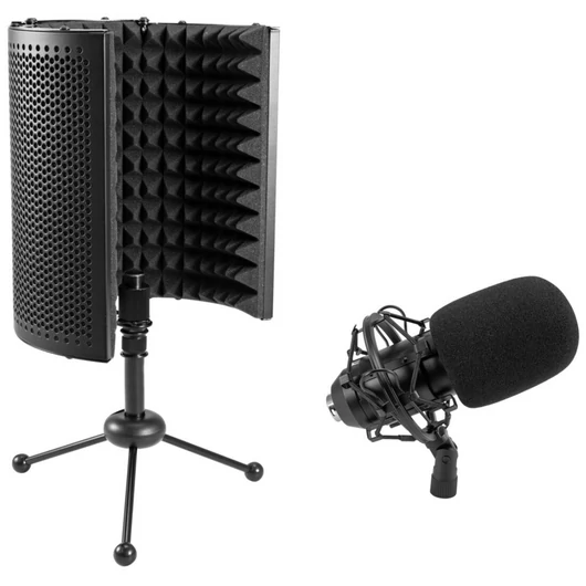 OMNITRONIC Set MIC CM-78MK2 Large Diaphragm Condenser Mic + AS-04 Desk Microphone Absorber System