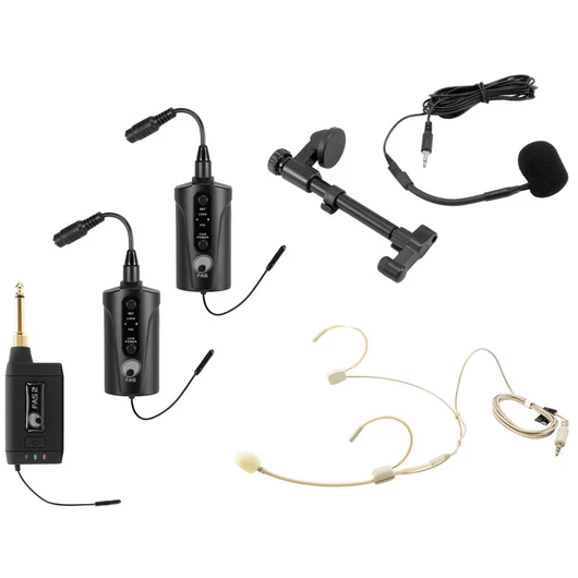 OMNITRONIC Set FAS TWO + 2x BP + Headset + Acoustic Guitar Microphone 660-690MHz