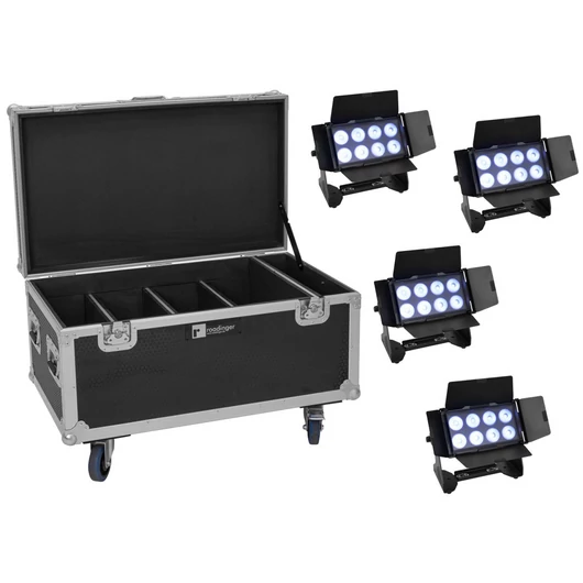 EUROLITE Set 4x Multiflood IP 8x10W RGBW Wash CRMX + Case