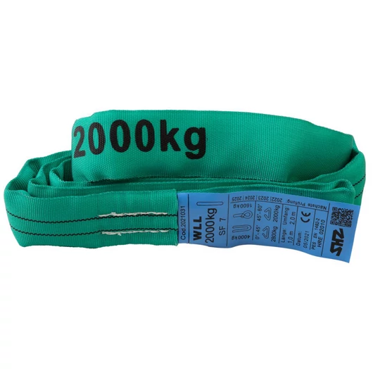 SHZ Round Sling 1m, max. Load 2000KG according to EN 1492-2 SF7 green