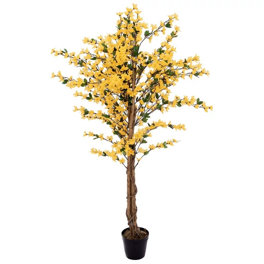 EUROPALMS Forsythia tree with 3 trunks, artificial plant, yellow, 150cm