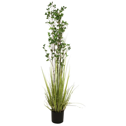 EUROPALMS Evergreen shrub with grass, artificial plant, 182cm