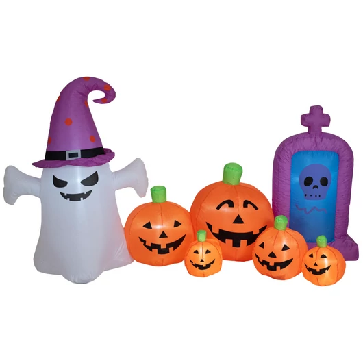 EUROPALMS Halloween Inflatable Figure Ghost with Pumpkin, 244cm