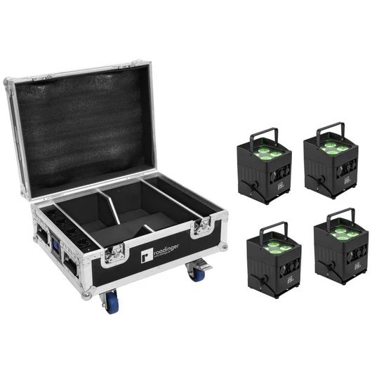 EUROLITE Set 4x AKKU IP UP-4 QCL Spot QuickDMX MK2 + Flightcase with wheels and charging function