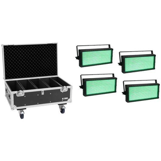 EUROLITE Set 4x LED Strobe SMD PRO 864 DMX RGB + Flightcase