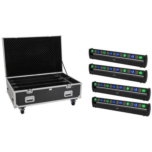 EUROLITE Set 4x LED BAR-8 SWING QCL bar + Flightcase with wheels